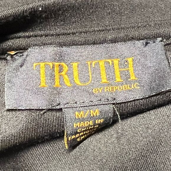 NWOT Truth By Republic black Modal Balloon Sleeve V Neck Sweatshirt Sz M - Picture 8 of 9